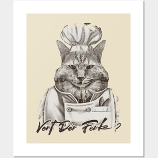 vintage cat chef vert der ferk Posters and Art